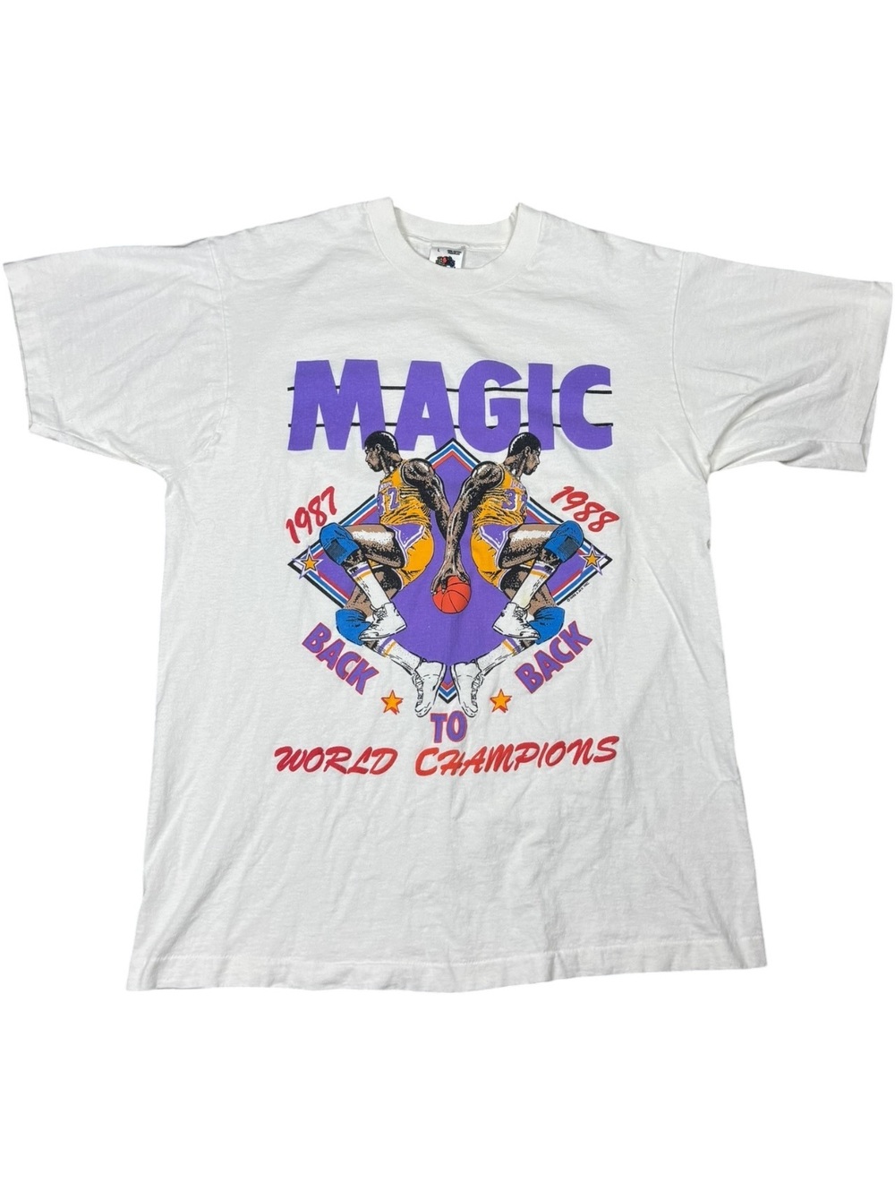1988 Magic Johnson Back To Back World Champions Lakers Tee